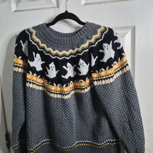 Gray Ghost Pattern Sweater